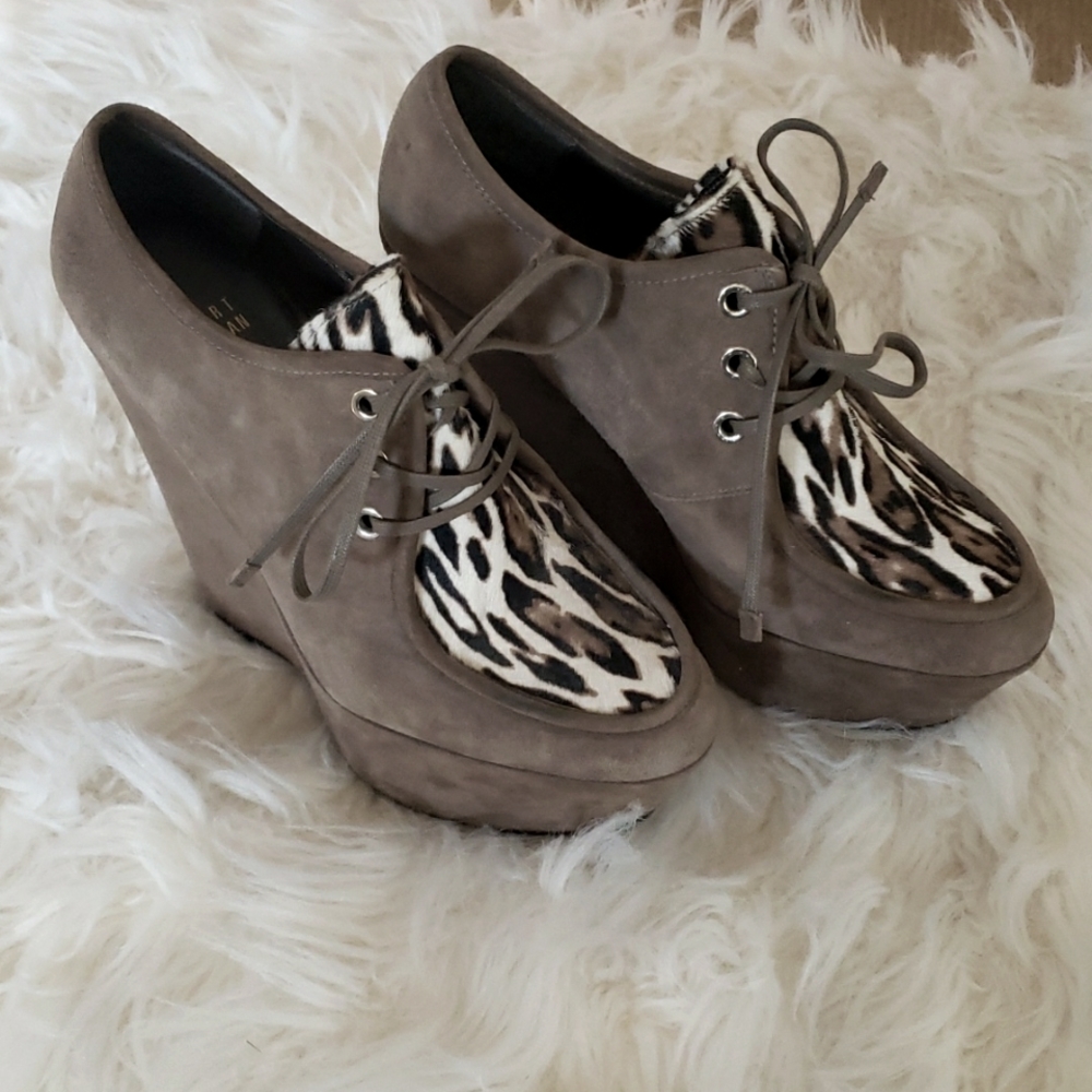 Stuart Weitzman lace-up suede wedges